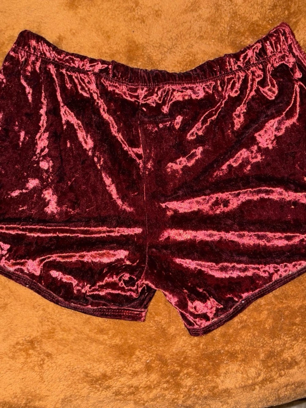 Velvet Athletic Shorts in Deep Wine